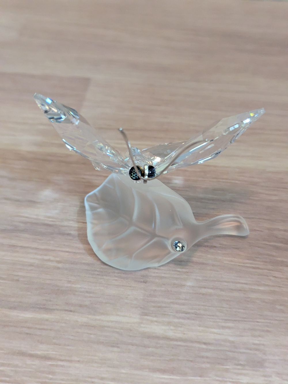 Swarovski Crystal Butterfly on Frosted Leaf